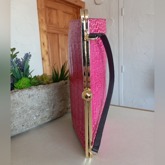 Frances Valentine Jackie Frame Bag, Embossed leather in Pink - Picture 11 of 16